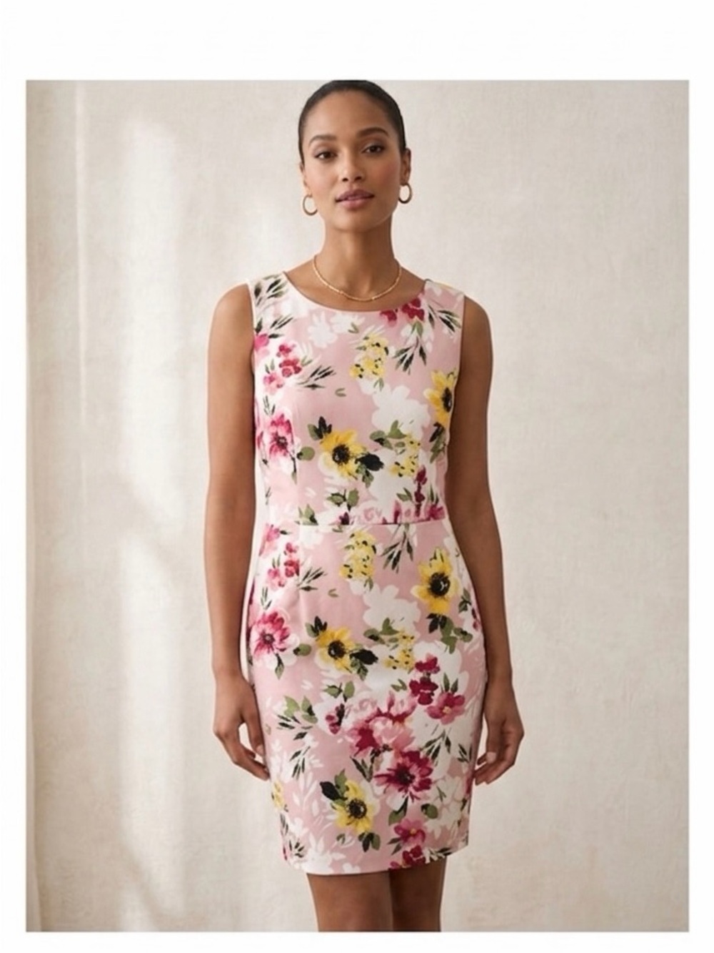 Apt 9 Womens Pink Floral Sleeveless Dress Size 16